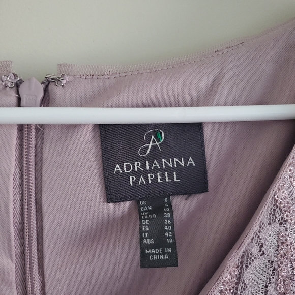 BHLDN Adrianna Papell Levi Smoky Amethyst Purple Metallic Short Sleeve Lace Gown - Picture 3 of 10